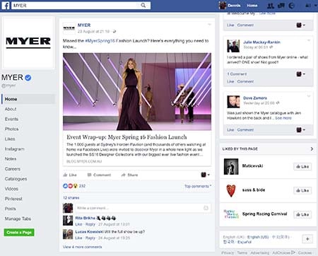 Live stream to Facebook - MYER 2016 Fashion Show