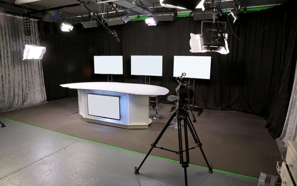 live stream studio presenter desk